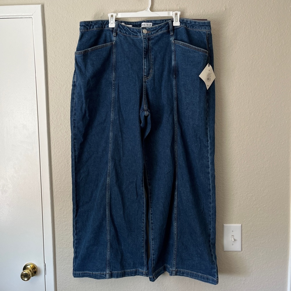 Ava & Viv Dark Blue Wide Leg Denim Jeans